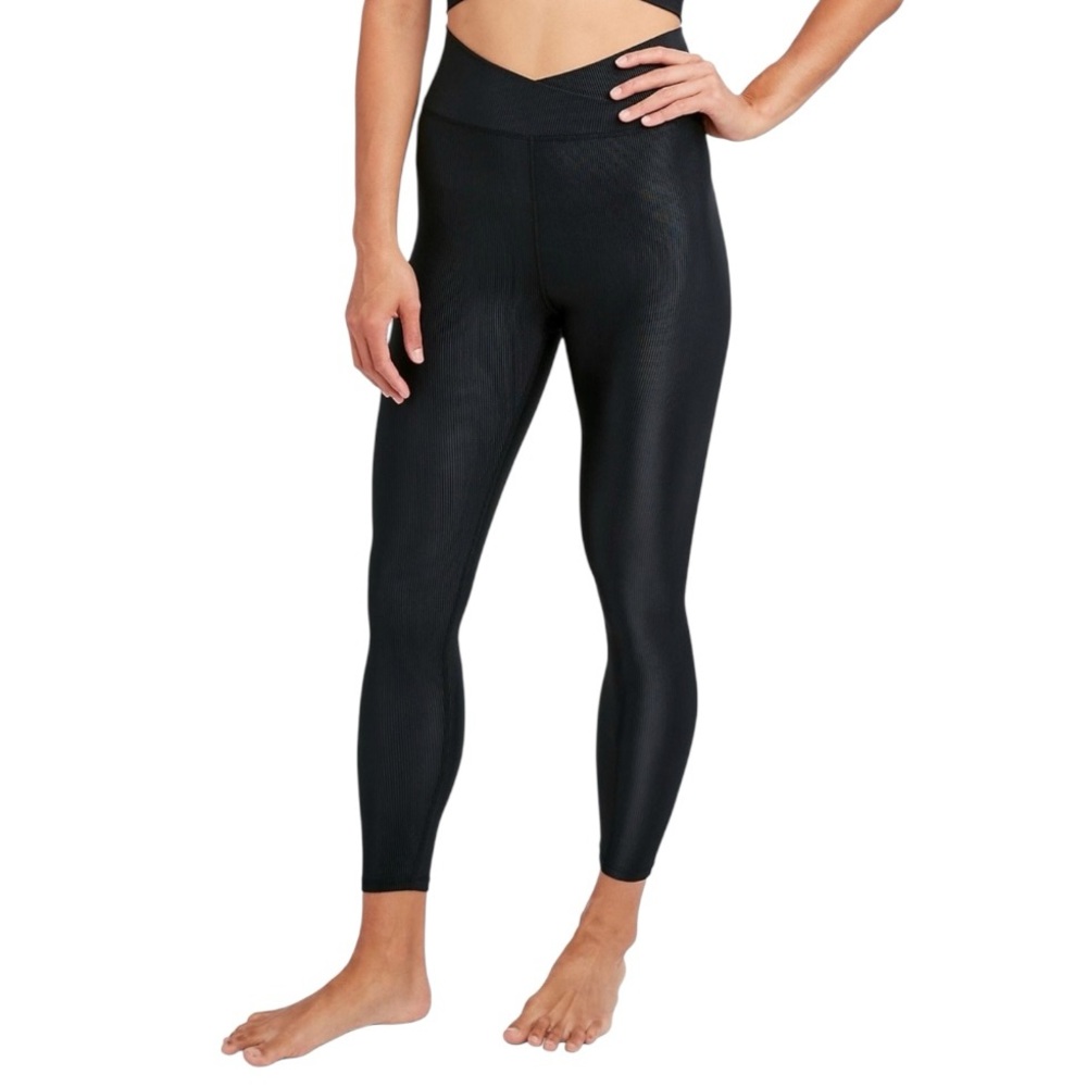 Tulip waist ottoman ribbed black leggings